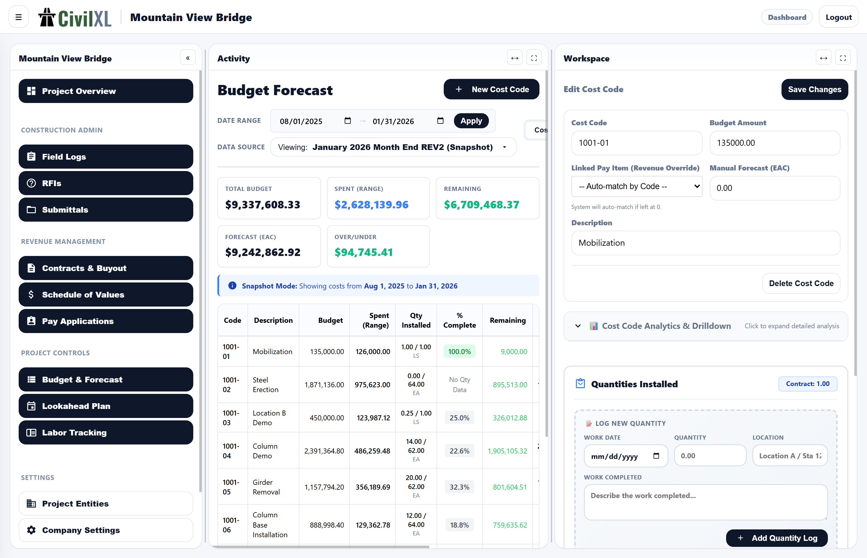 CivilXL — Construction budget management